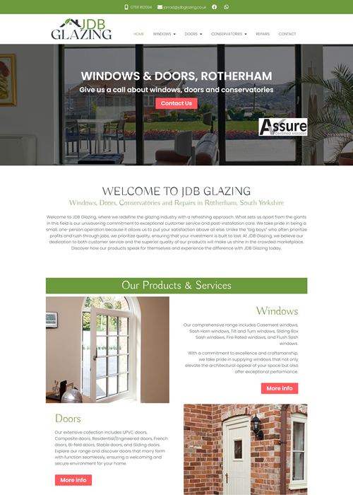 Website for window, doors and conservatory installations | JDB Glazing