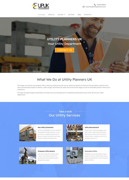 Utility Planners website by Matlock Web Design